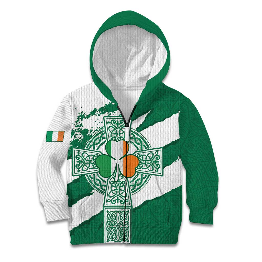 Ireland Celtic Cross Kid Hoodie Irish Flag Shamrock - Wonder Print Shop