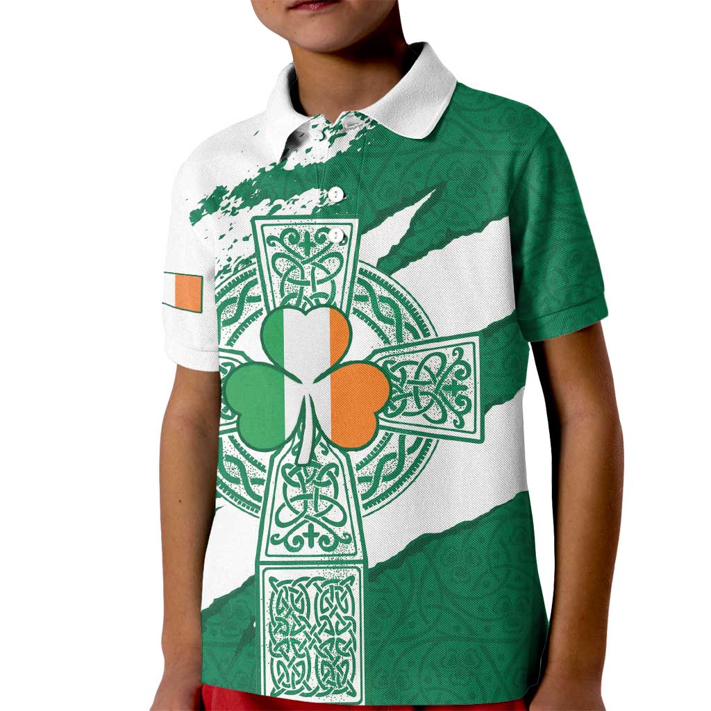 Ireland Celtic Cross Kid Polo Shirt Irish Flag Shamrock - Wonder Print Shop