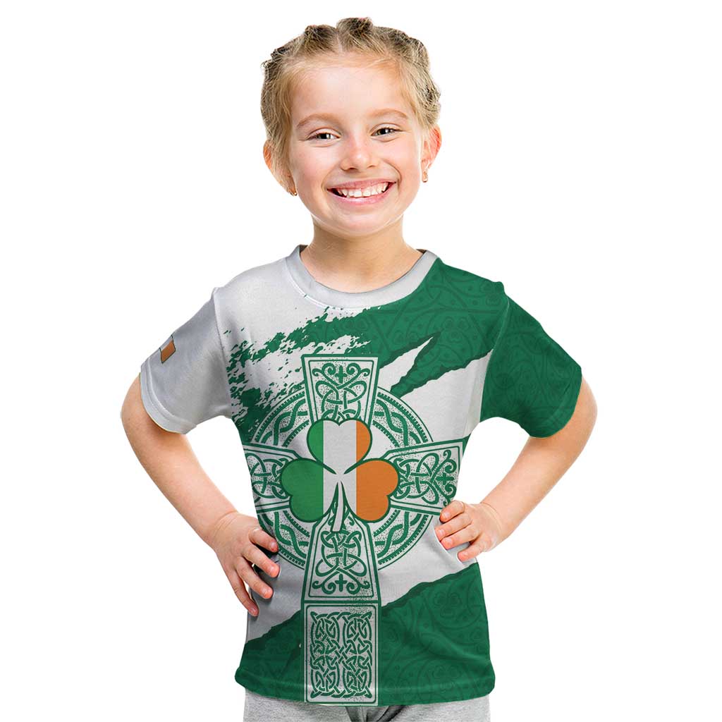 Ireland Celtic Cross Kid T Shirt Irish Flag Shamrock - Wonder Print Shop