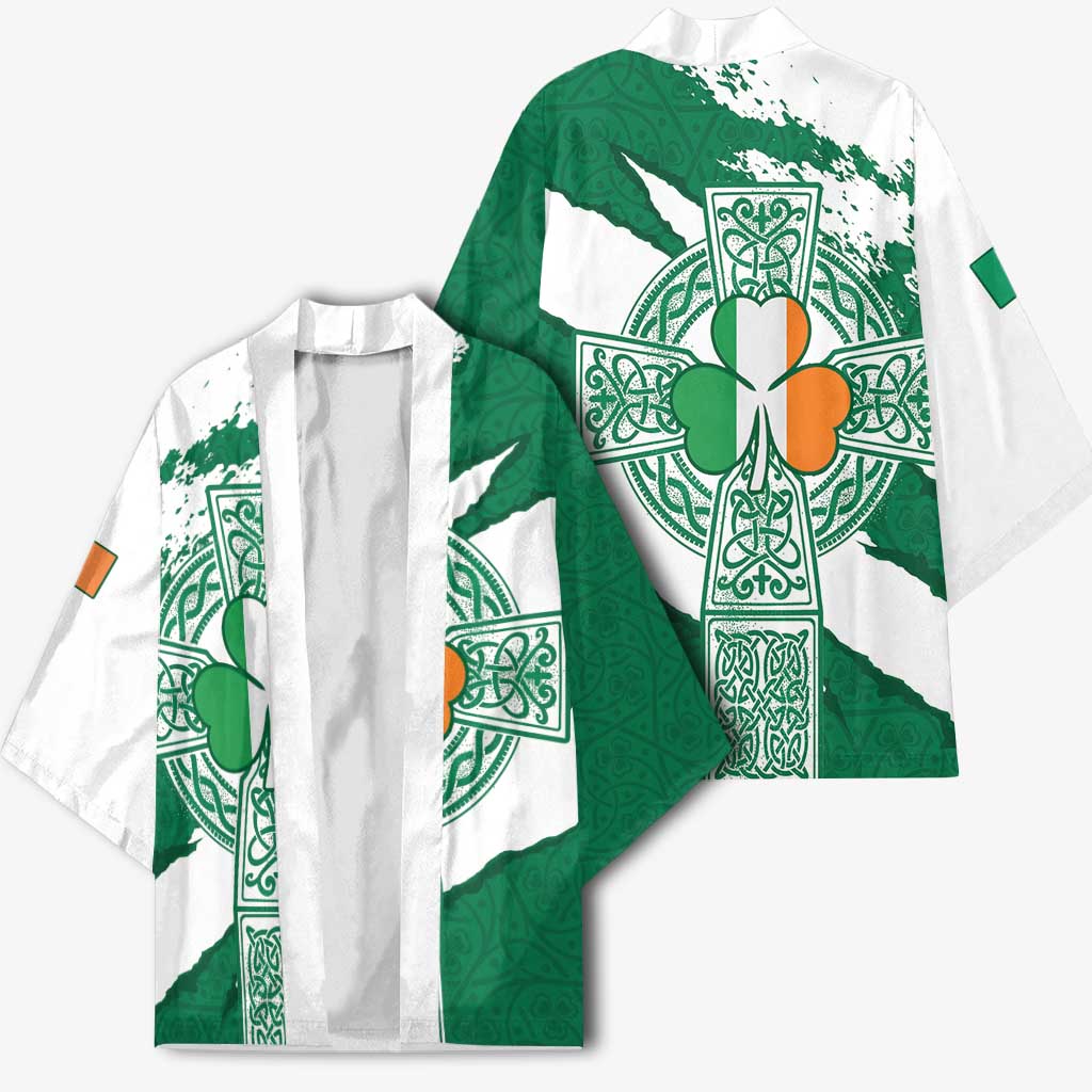 Ireland Celtic Cross Kimono Irish Flag Shamrock - Wonder Print Shop
