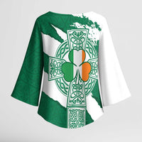 Ireland Celtic Cross Kimono Sleeve Blouse Irish Flag Shamrock - Wonder Print Shop