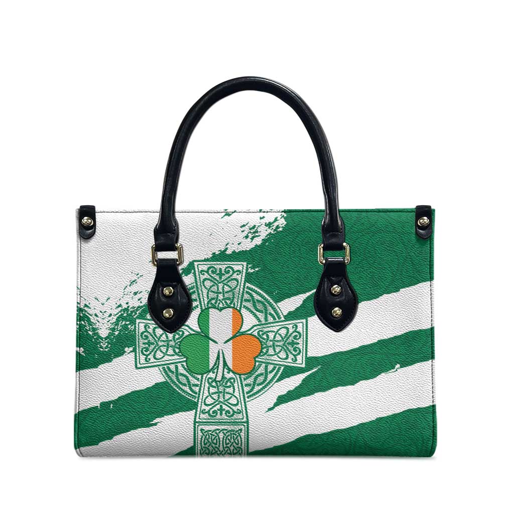Ireland Celtic Cross Leather Bag Irish Flag Shamrock - Wonder Print Shop