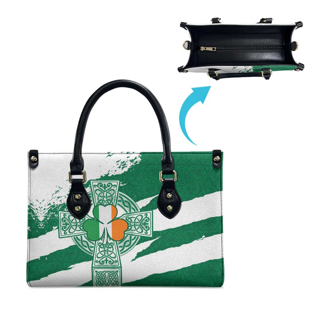 Ireland Celtic Cross Leather Bag Irish Flag Shamrock - Wonder Print Shop
