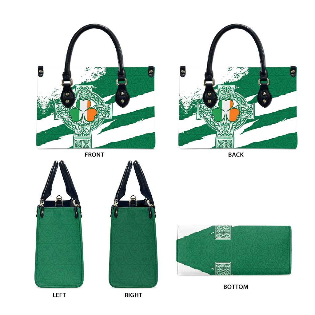 Ireland Celtic Cross Leather Bag Irish Flag Shamrock - Wonder Print Shop