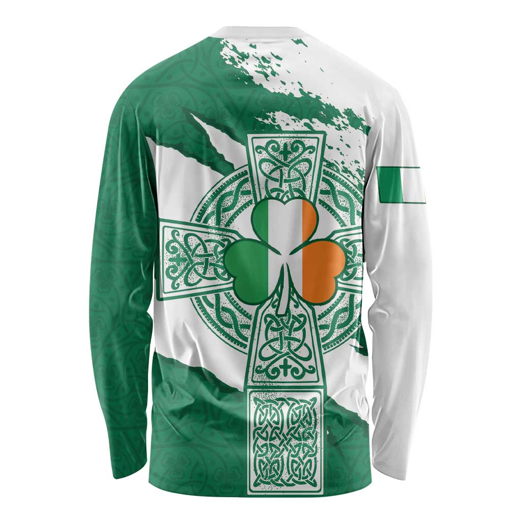 Ireland Celtic Cross Long Sleeve Shirt Irish Flag Shamrock - Wonder Print Shop