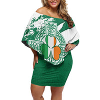 Ireland Celtic Cross Off Shoulder Short Dress Irish Flag Shamrock - Wonder Print Shop