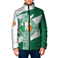 Ireland Celtic Cross Padded Jacket Irish Flag Shamrock - Wonder Print Shop