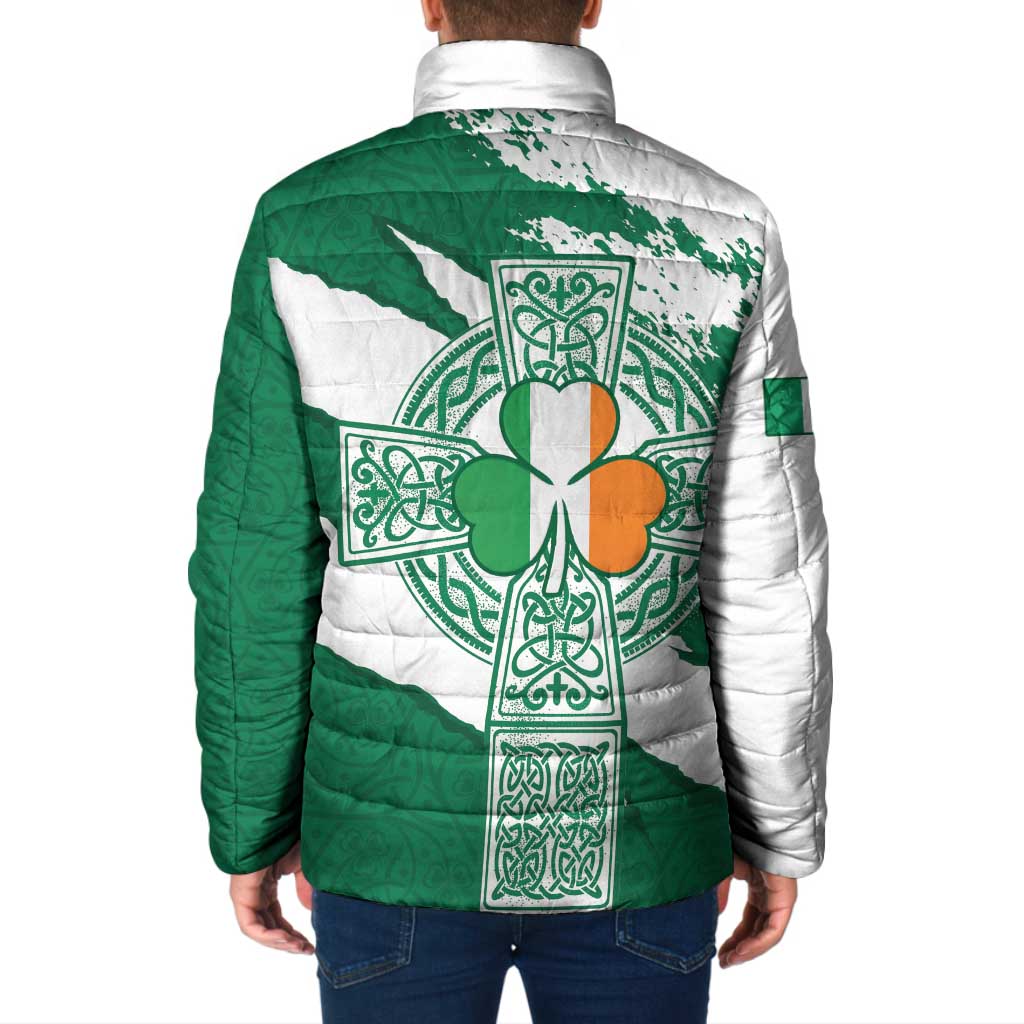 Ireland Celtic Cross Padded Jacket Irish Flag Shamrock - Wonder Print Shop