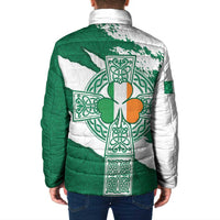 Ireland Celtic Cross Padded Jacket Irish Flag Shamrock - Wonder Print Shop
