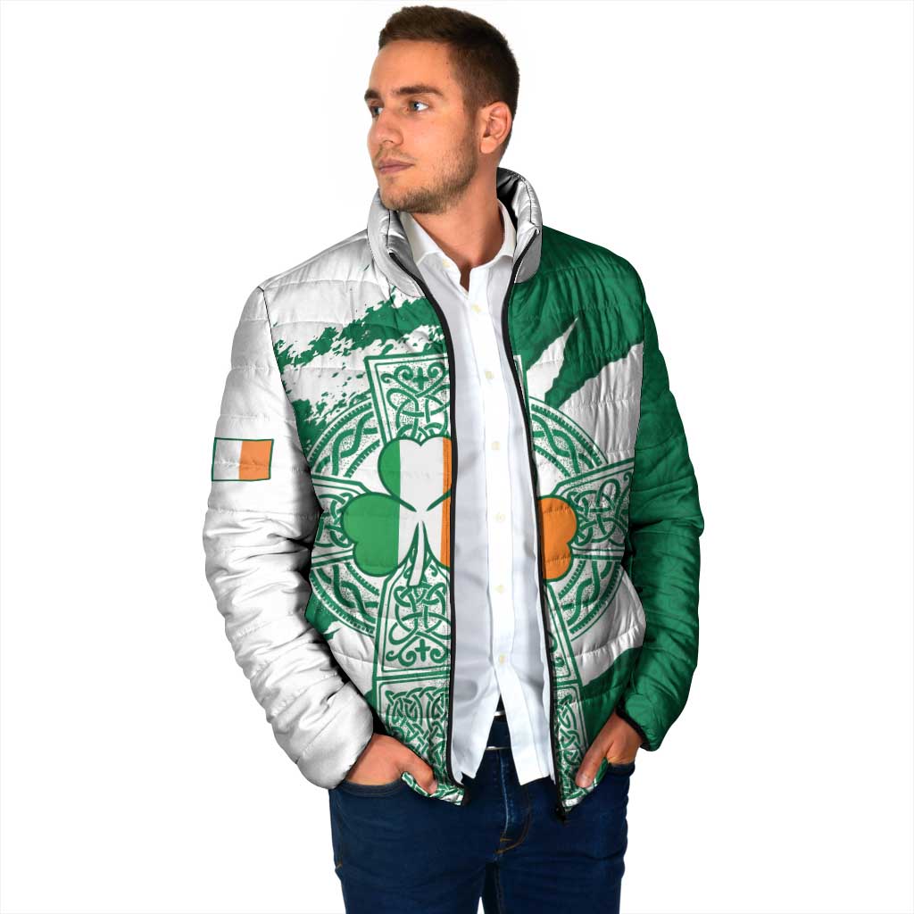 Ireland Celtic Cross Padded Jacket Irish Flag Shamrock - Wonder Print Shop