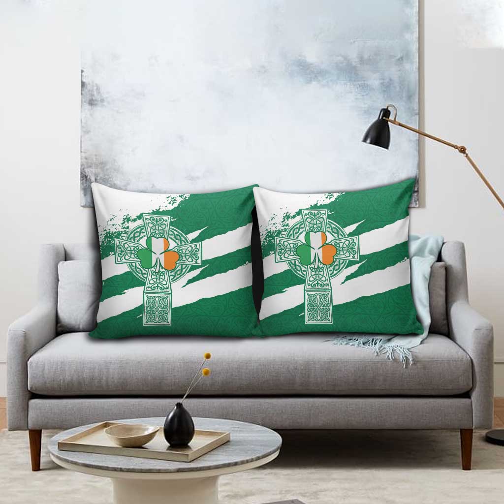 Ireland Celtic Cross Pillow Cover Irish Flag Shamrock - Wonder Print Shop