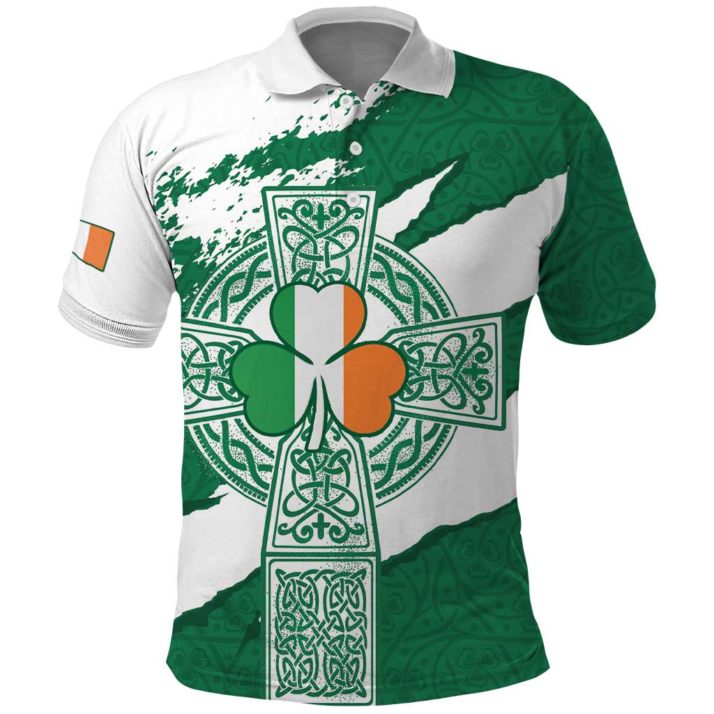 Ireland Celtic Cross Polo Shirt Irish Flag Shamrock - Wonder Print Shop