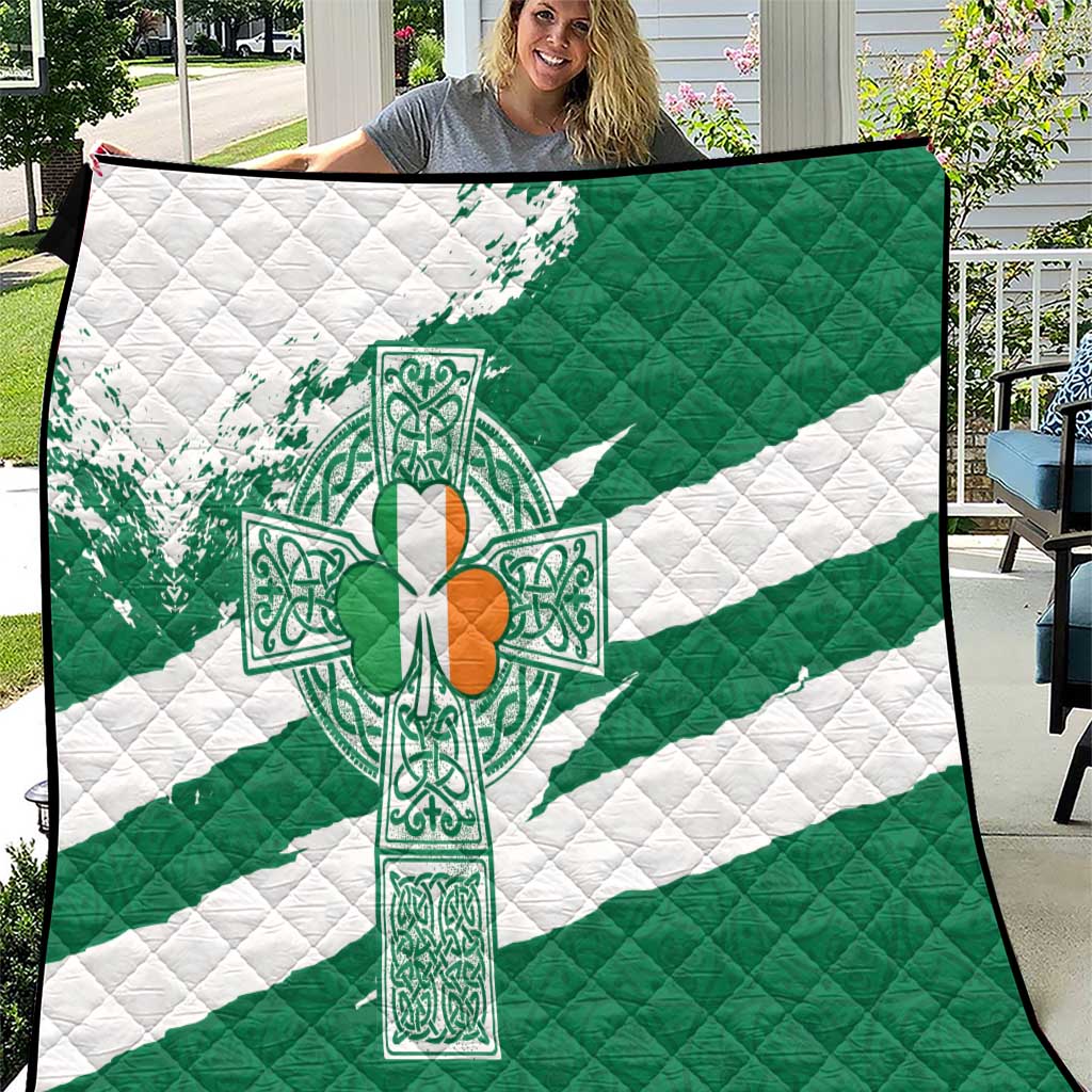 Ireland Celtic Cross Quilt Irish Flag Shamrock - Wonder Print Shop