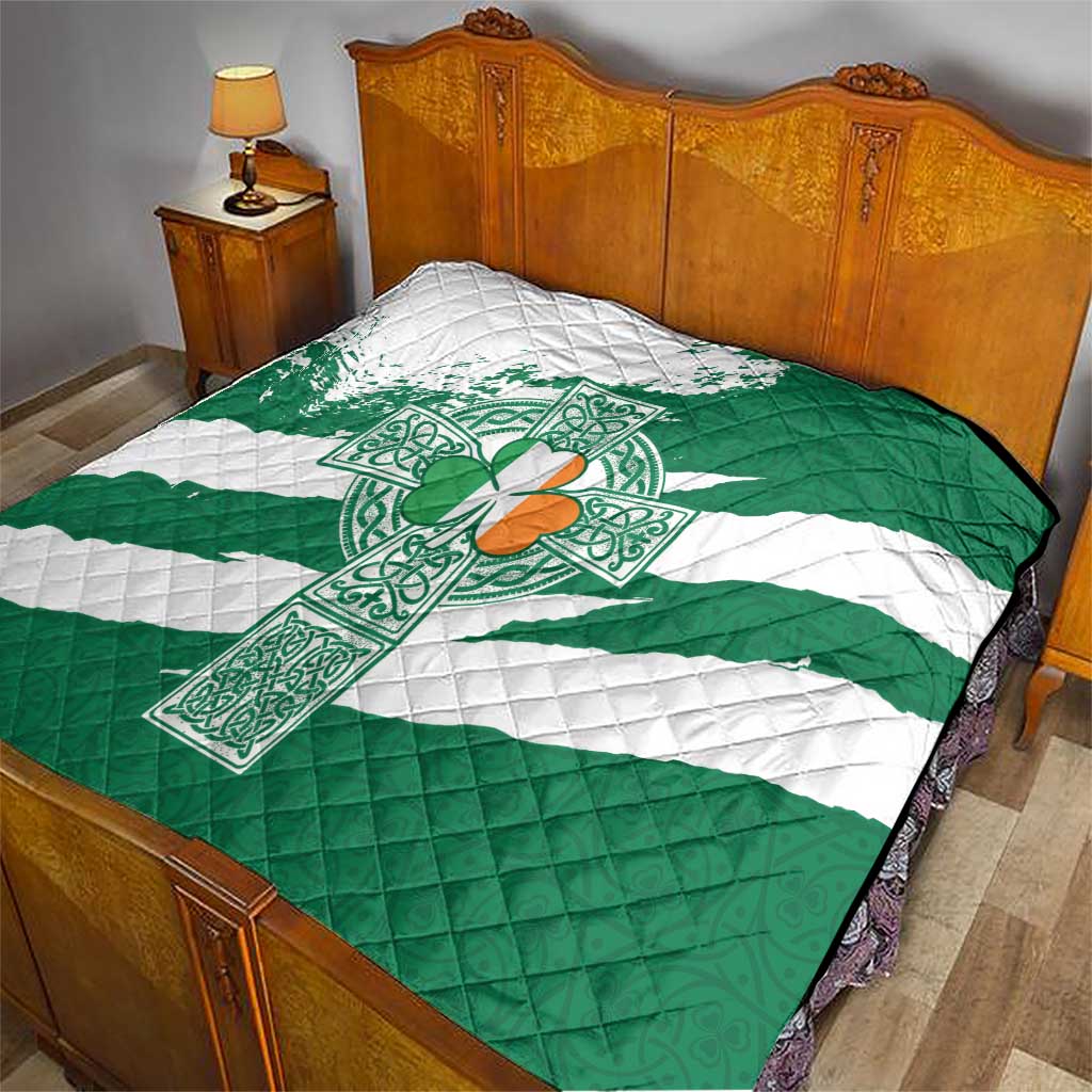 Ireland Celtic Cross Quilt Irish Flag Shamrock - Wonder Print Shop