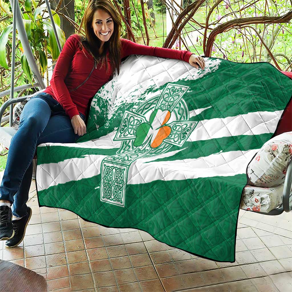 Ireland Celtic Cross Quilt Irish Flag Shamrock - Wonder Print Shop