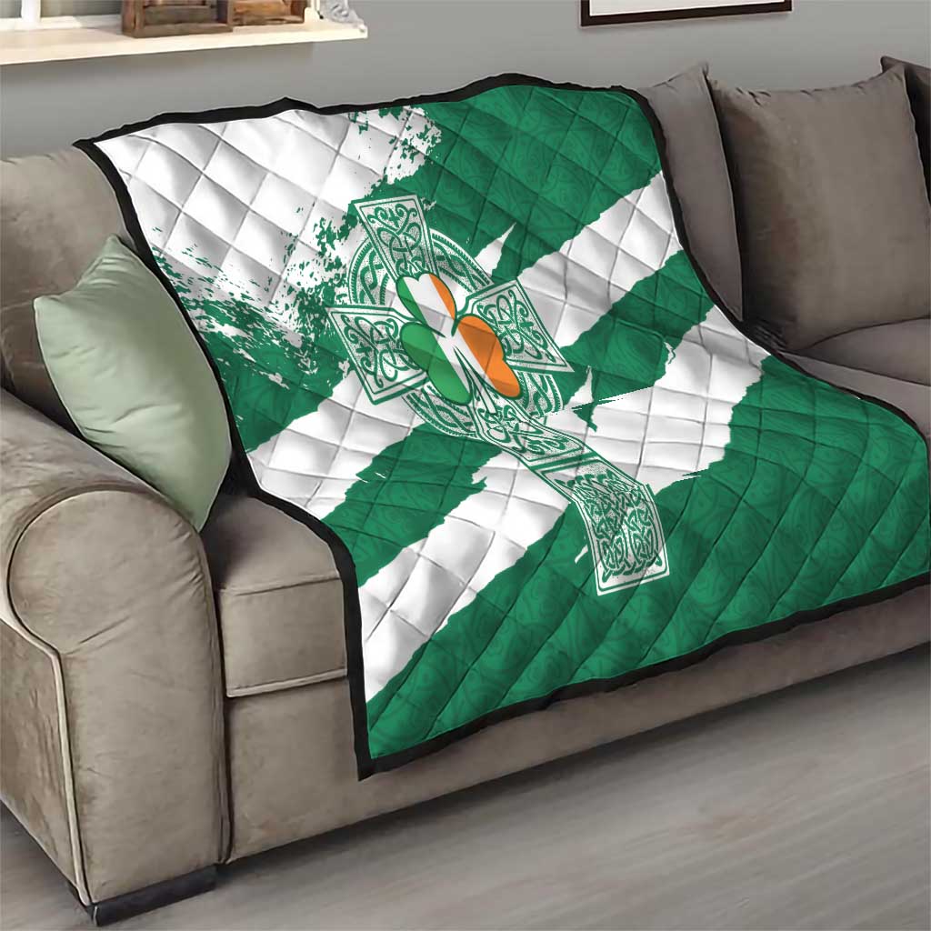 Ireland Celtic Cross Quilt Irish Flag Shamrock - Wonder Print Shop