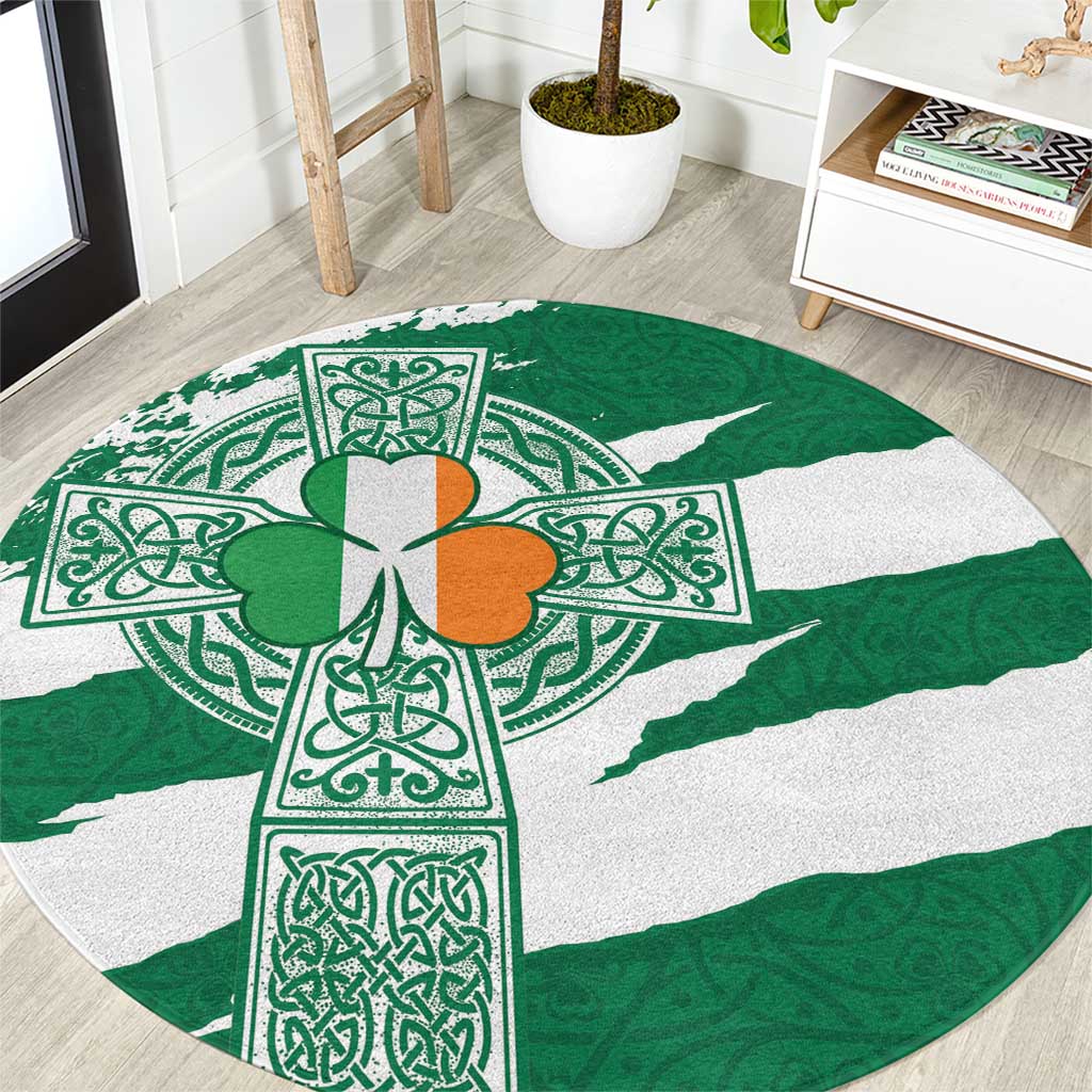 Ireland Celtic Cross Round Carpet Irish Flag Shamrock - Wonder Print Shop