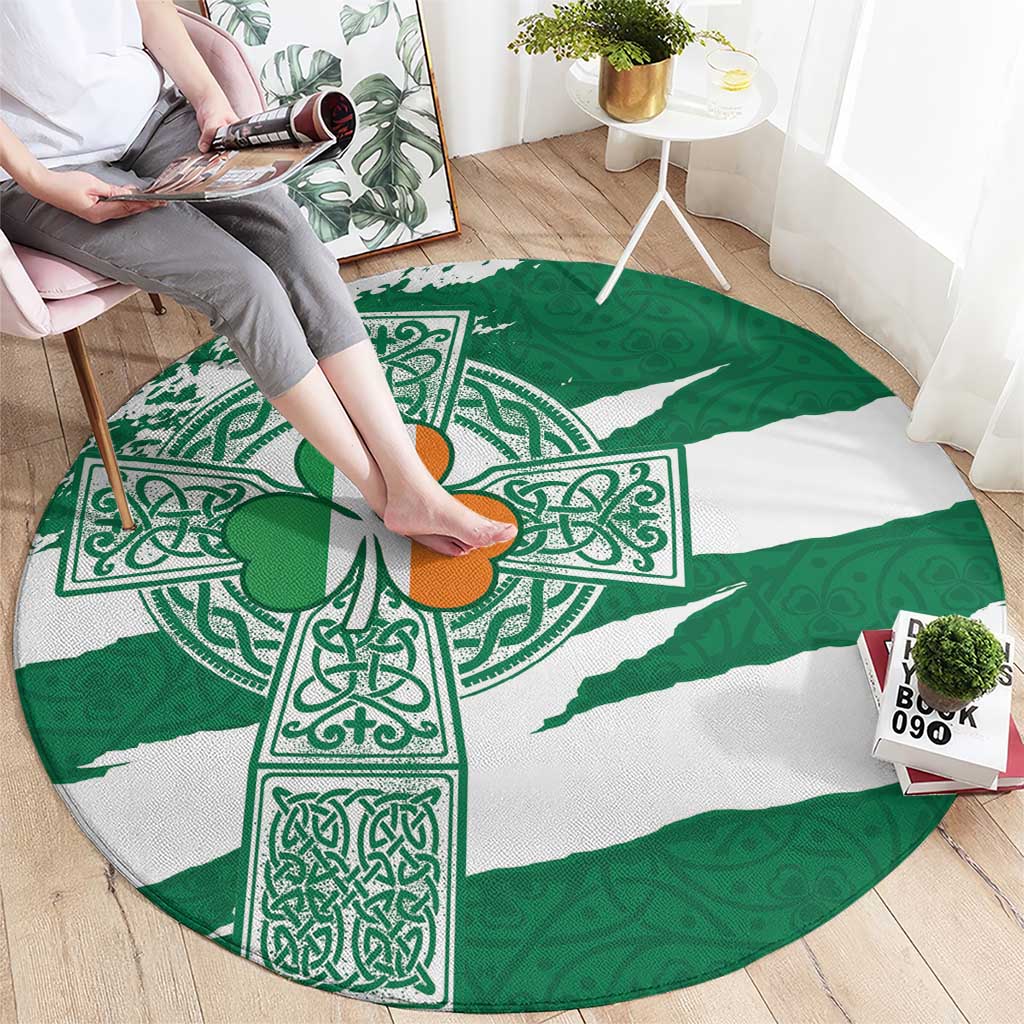 Ireland Celtic Cross Round Carpet Irish Flag Shamrock - Wonder Print Shop