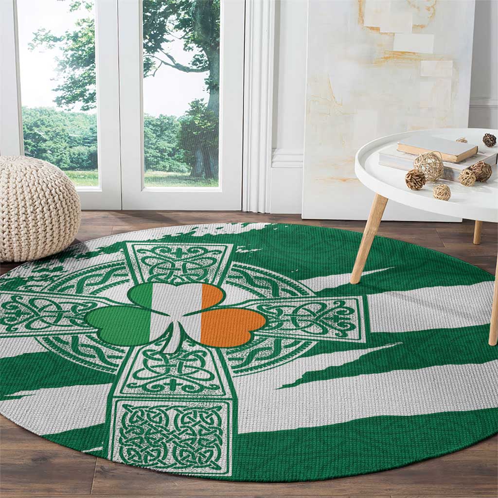 Ireland Celtic Cross Round Carpet Irish Flag Shamrock - Wonder Print Shop