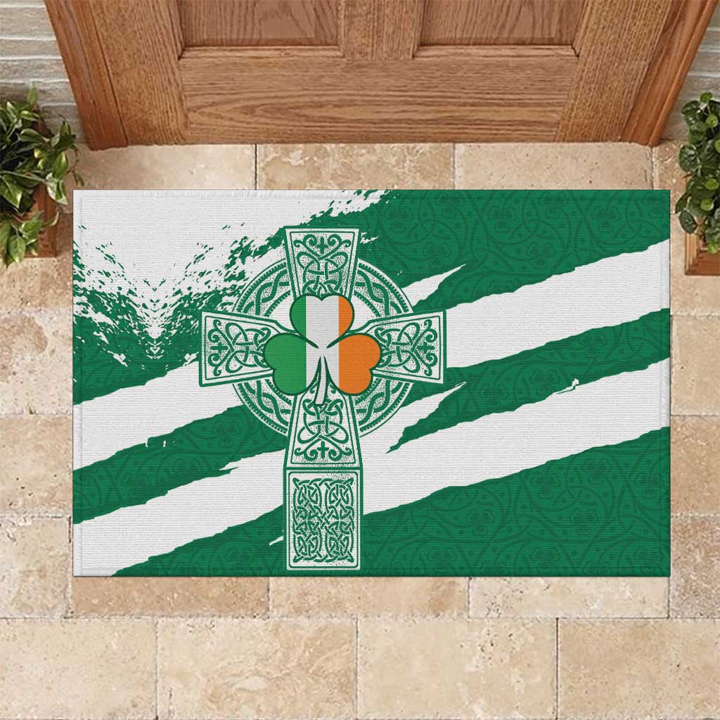 Ireland Celtic Cross Rubber Doormat Irish Flag Shamrock - Wonder Print Shop