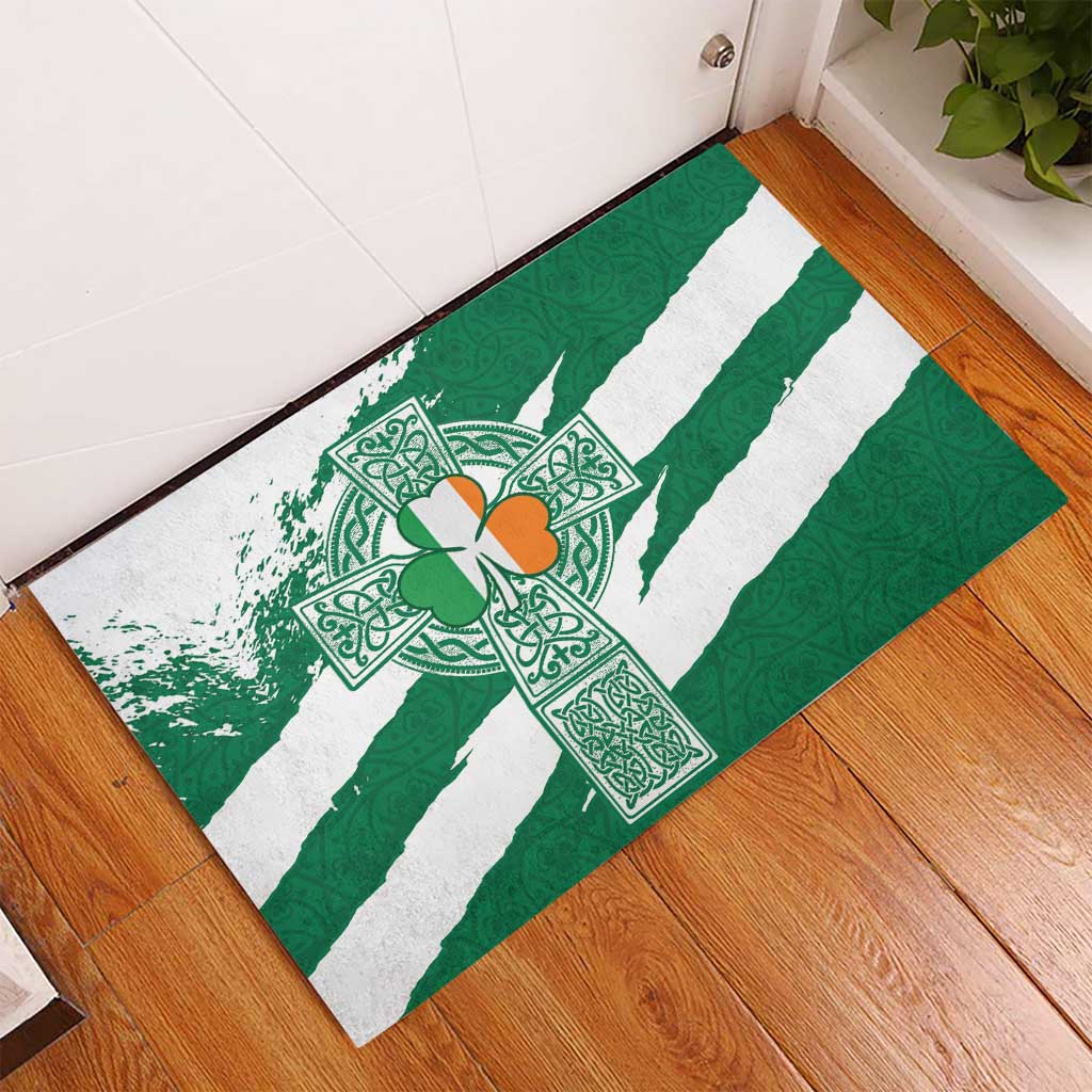 Ireland Celtic Cross Rubber Doormat Irish Flag Shamrock - Wonder Print Shop