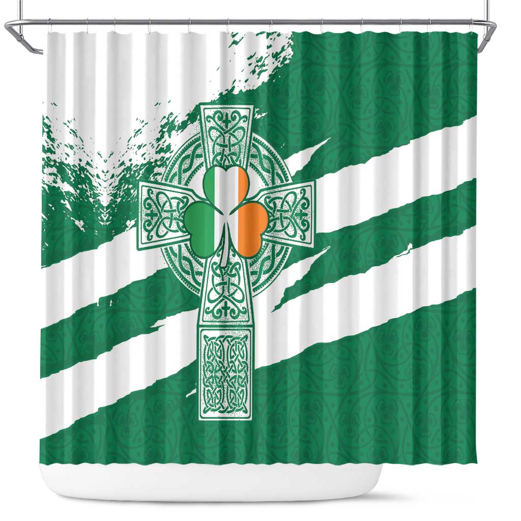 Ireland Celtic Cross Shower Curtain Irish Flag Shamrock - Wonder Print Shop