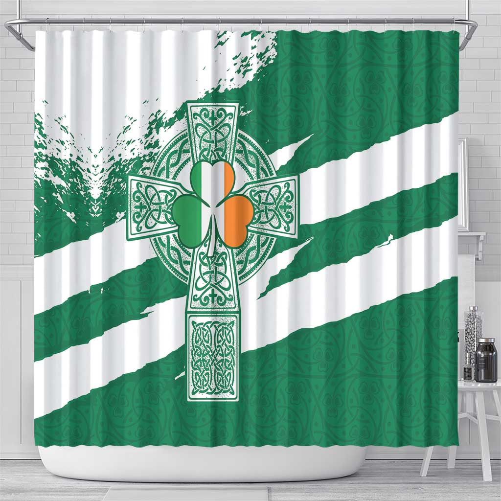 Ireland Celtic Cross Shower Curtain Irish Flag Shamrock - Wonder Print Shop