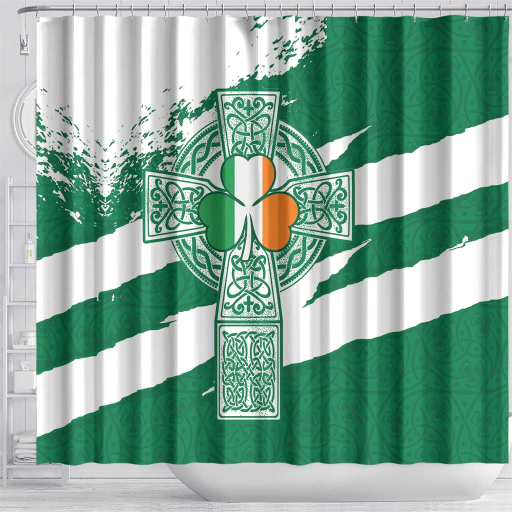 Ireland Celtic Cross Shower Curtain Irish Flag Shamrock - Wonder Print Shop