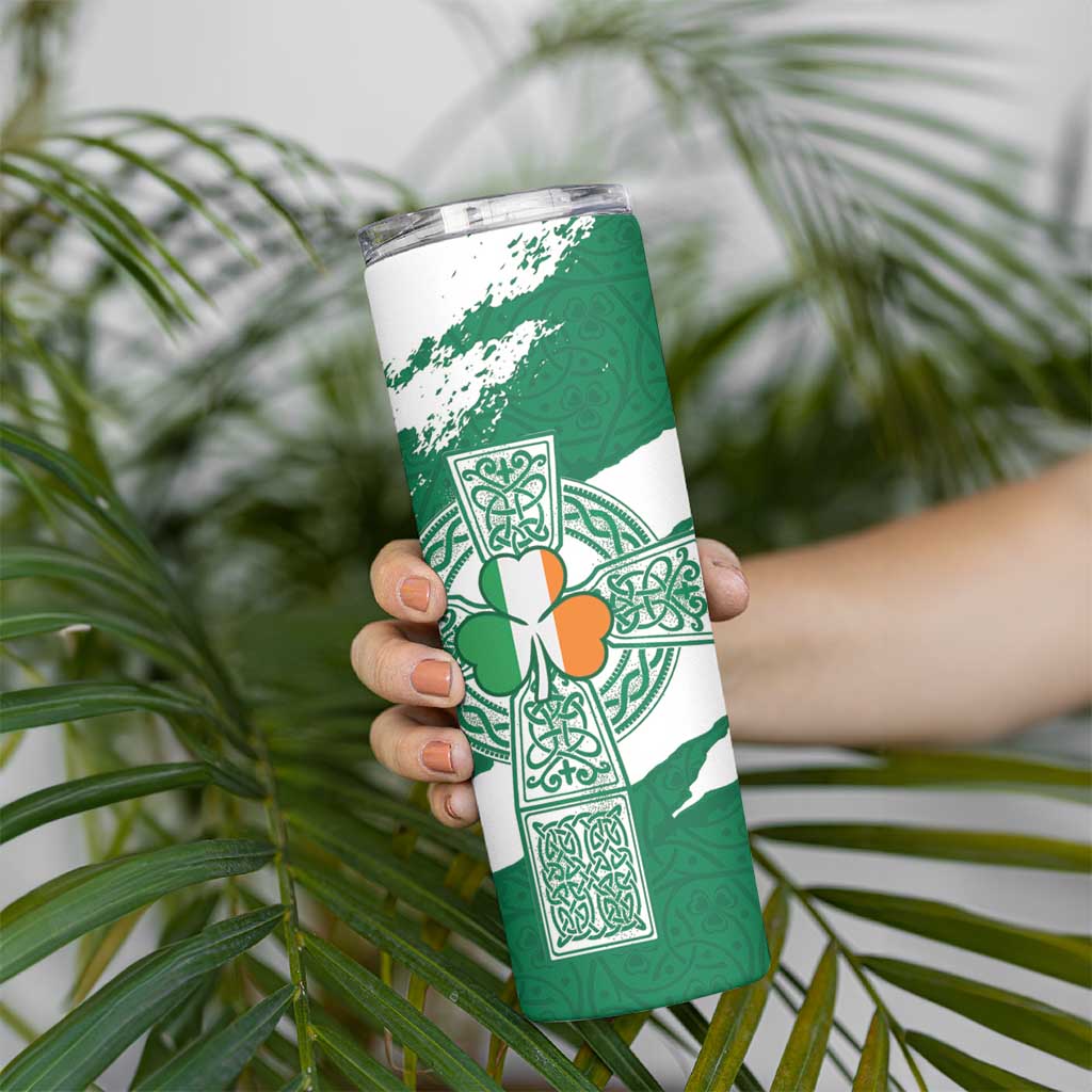 Ireland Celtic Cross Skinny Tumbler Irish Flag Shamrock - Wonder Print Shop