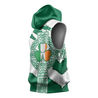 Ireland Celtic Cross Sleeveless Hoodie Irish Flag Shamrock - Wonder Print Shop