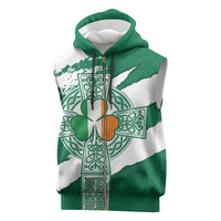 Ireland Celtic Cross Sleeveless Zip Hoodie Irish Flag Shamrock - Wonder Print Shop