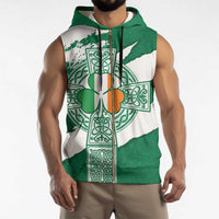 Ireland Celtic Cross Sleeveless Zip Hoodie Irish Flag Shamrock - Wonder Print Shop
