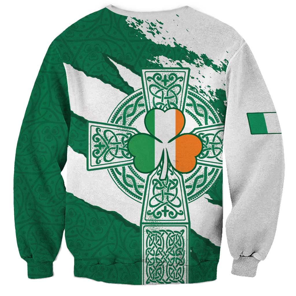 Ireland Celtic Cross Sweatshirt Irish Flag Shamrock - Wonder Print Shop