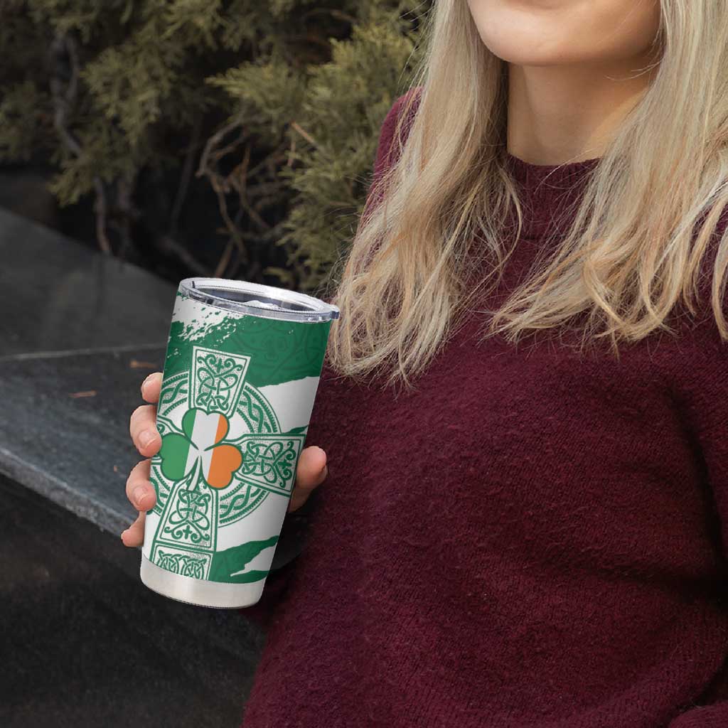 Ireland Celtic Cross Tumbler Cup Irish Flag Shamrock - Wonder Print Shop