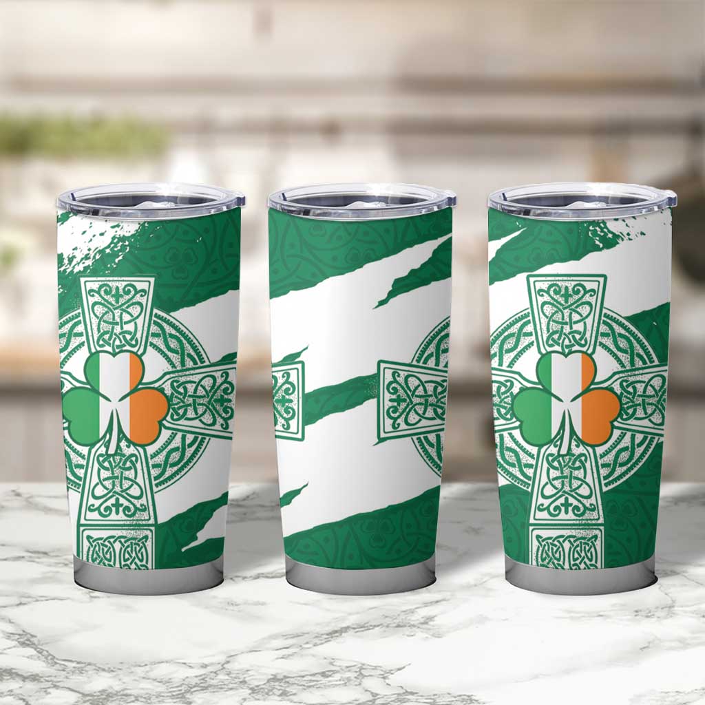 Ireland Celtic Cross Tumbler Cup Irish Flag Shamrock - Wonder Print Shop