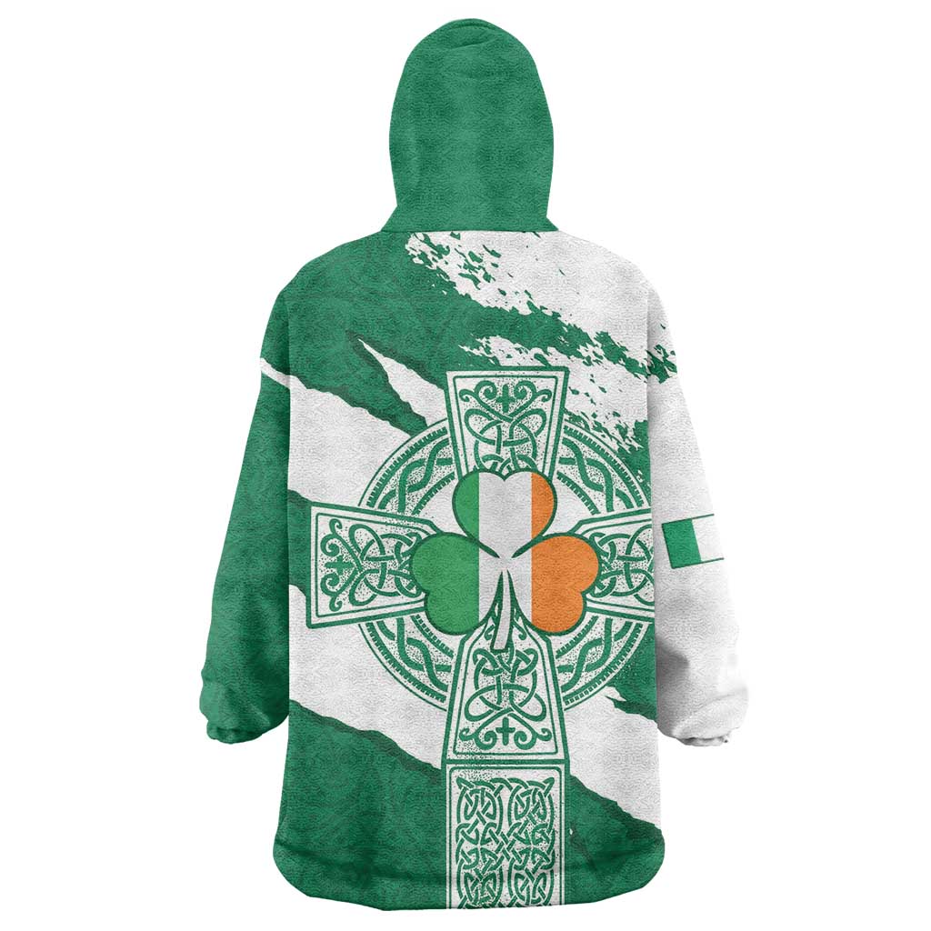 Ireland Celtic Cross Wearable Blanket Hoodie Irish Flag Shamrock - Wonder Print Shop
