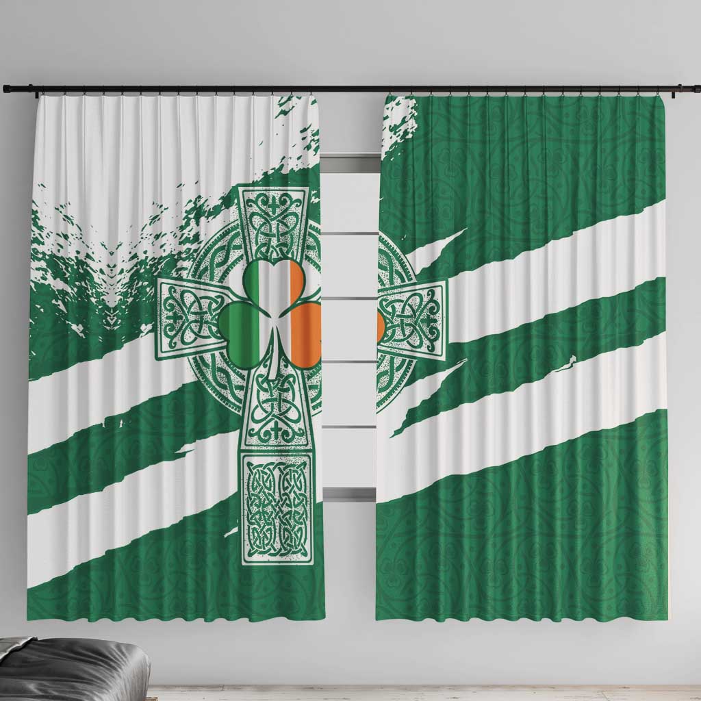 Ireland Celtic Cross Window Curtain Irish Flag Shamrock - Wonder Print Shop