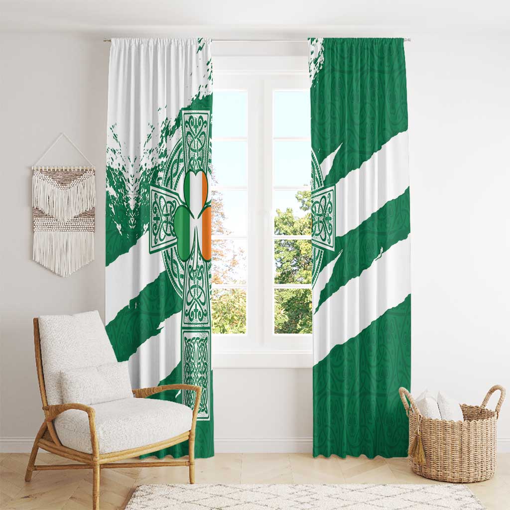 Ireland Celtic Cross Window Curtain Irish Flag Shamrock - Wonder Print Shop