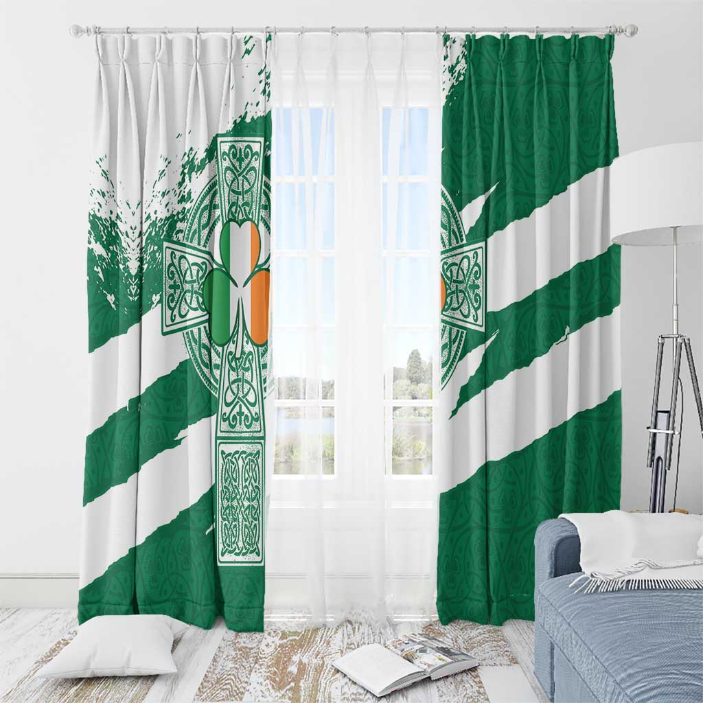 Ireland Celtic Cross Window Curtain Irish Flag Shamrock - Wonder Print Shop
