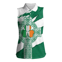 Ireland Celtic Cross Women Sleeveless Polo Shirt Irish Flag Shamrock - Wonder Print Shop