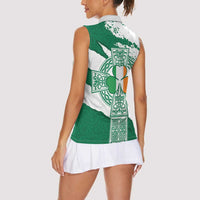 Ireland Celtic Cross Women Sleeveless Polo Shirt Irish Flag Shamrock - Wonder Print Shop