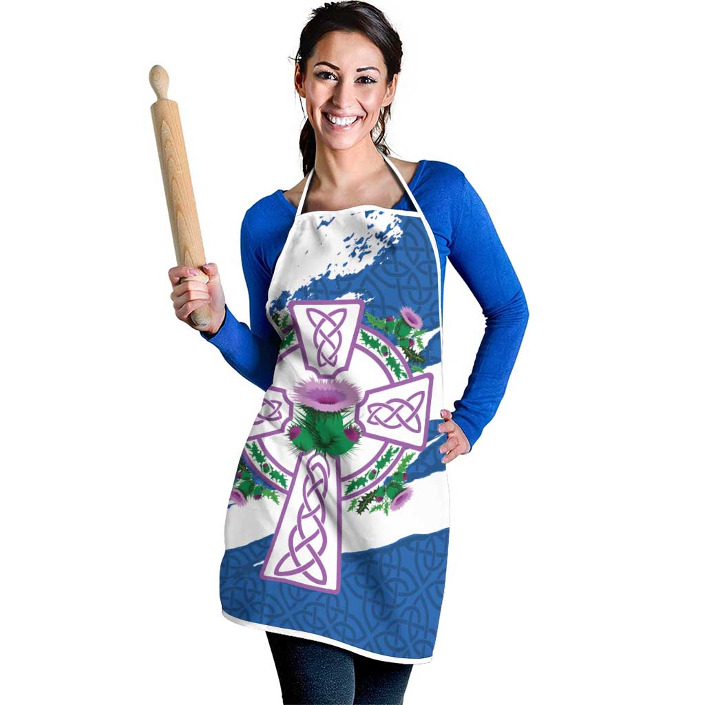 Scotland Celtic Cross Apron Thistle Flowers - Wonder Print Shop