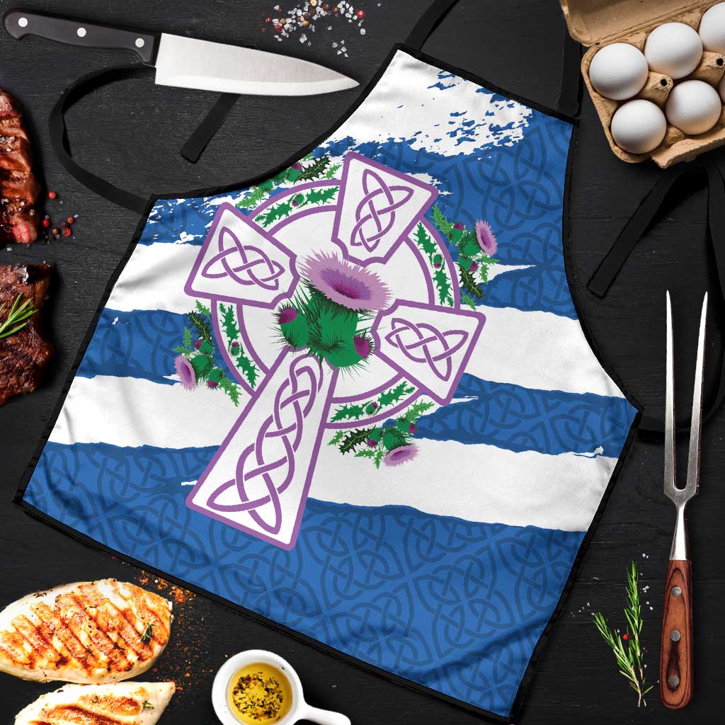 Scotland Celtic Cross Apron Thistle Flowers - Wonder Print Shop