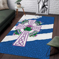 Scotland Celtic Cross Area Rug Thistle Flowers - Wonder Print Shop