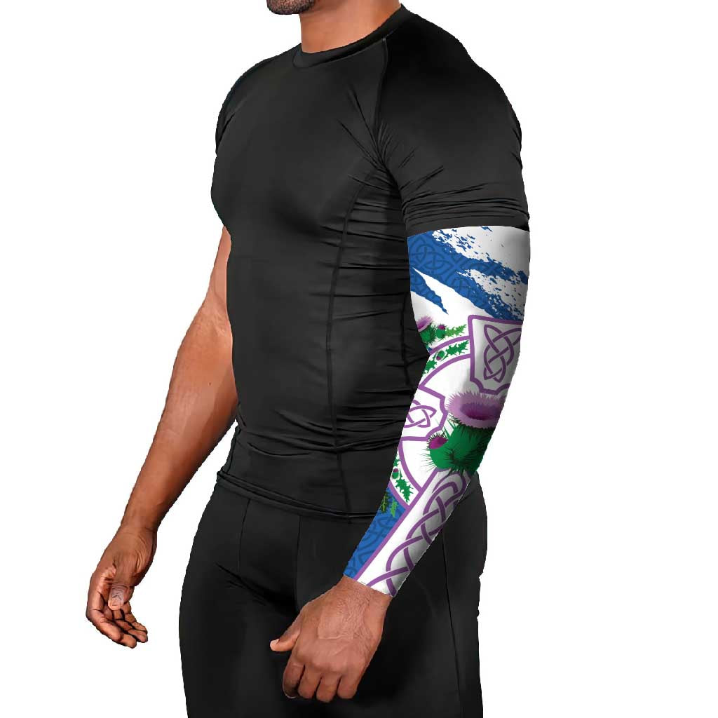 Scotland Celtic Cross Arm Sleeves Thistle Flowers - Wonder Print Shop