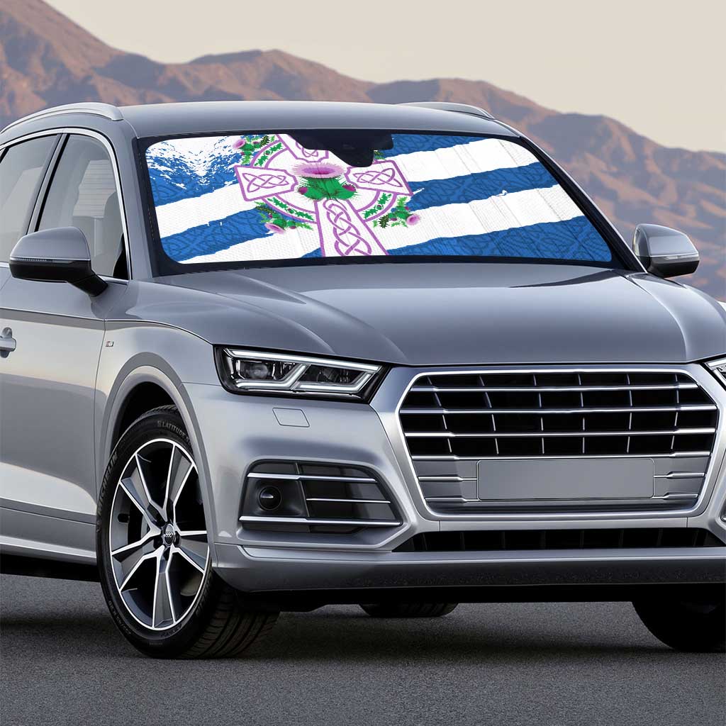 Scotland Celtic Cross Auto Sun Shade Thistle Flowers - Wonder Print Shop