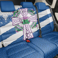 Scotland Celtic Cross Back Car Seat Cover Thistle Flowers - Wonder Print Shop