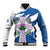 Scotland Celtic Cross Baseball Jacket Thistle Flowers - Wonder Print Shop