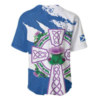 Scotland Celtic Cross Baseball Jersey Thistle Flowers - Wonder Print Shop