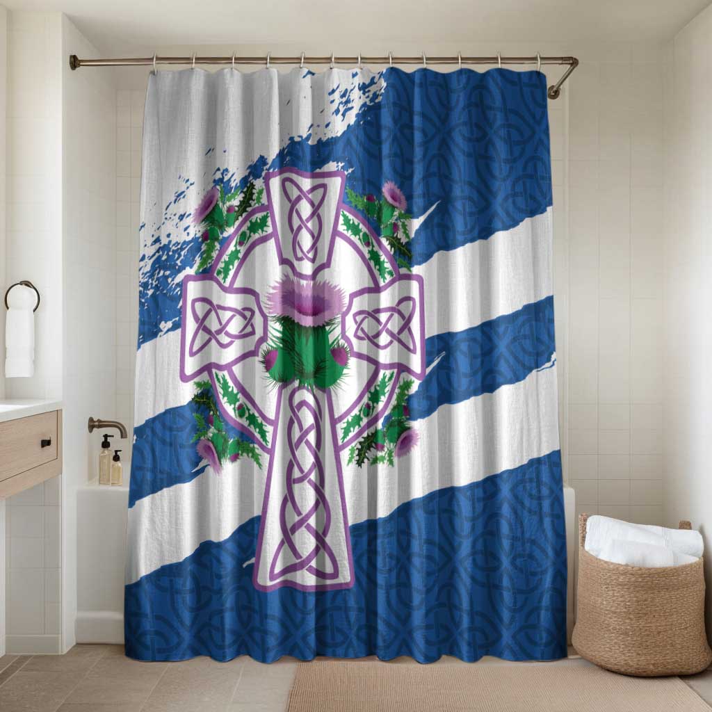 Scotland Celtic Cross Bathroom Set Thistle Flowers - Wonder Print Shop
